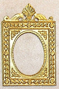 Dollhouse Miniature Picture Frame, Oval W/Shell, Gold Color